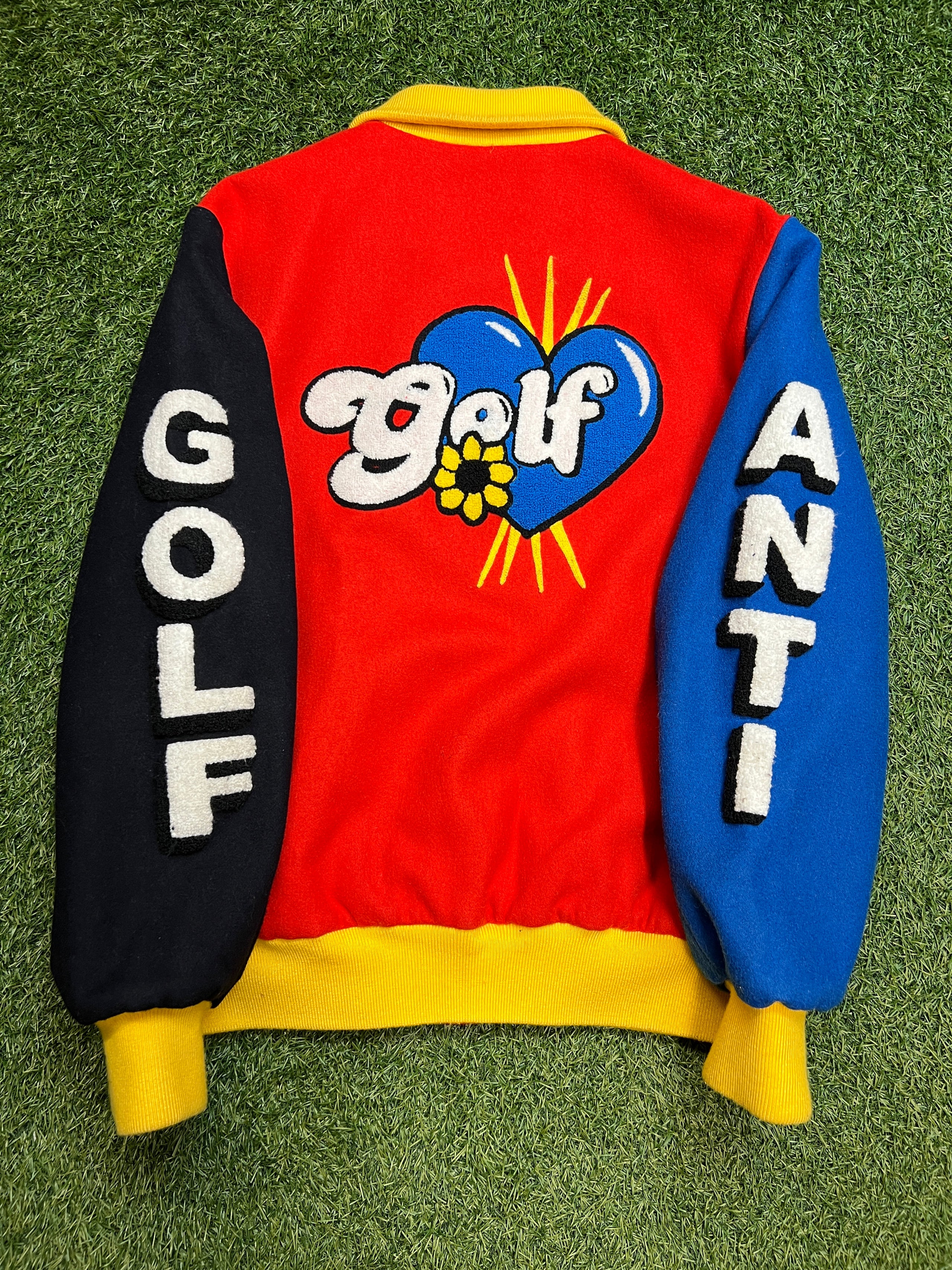 Golf Wang Rainbow Smiley Face Varsity Jacket Size XL USED | The